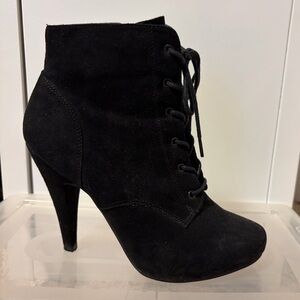 Call It Spring Black Lace-Up Heeled Boots